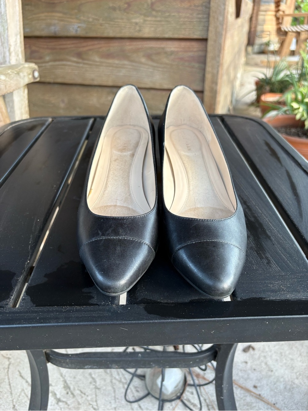 Cole Haan Black Leather Pointed Toe Pumps